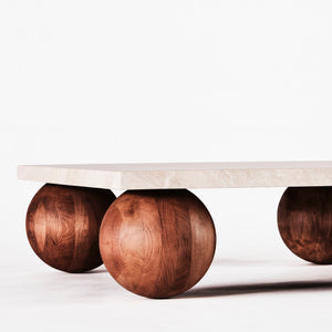 Sphere Square Sofa Table - Travertinmarmor - Dusty Deco