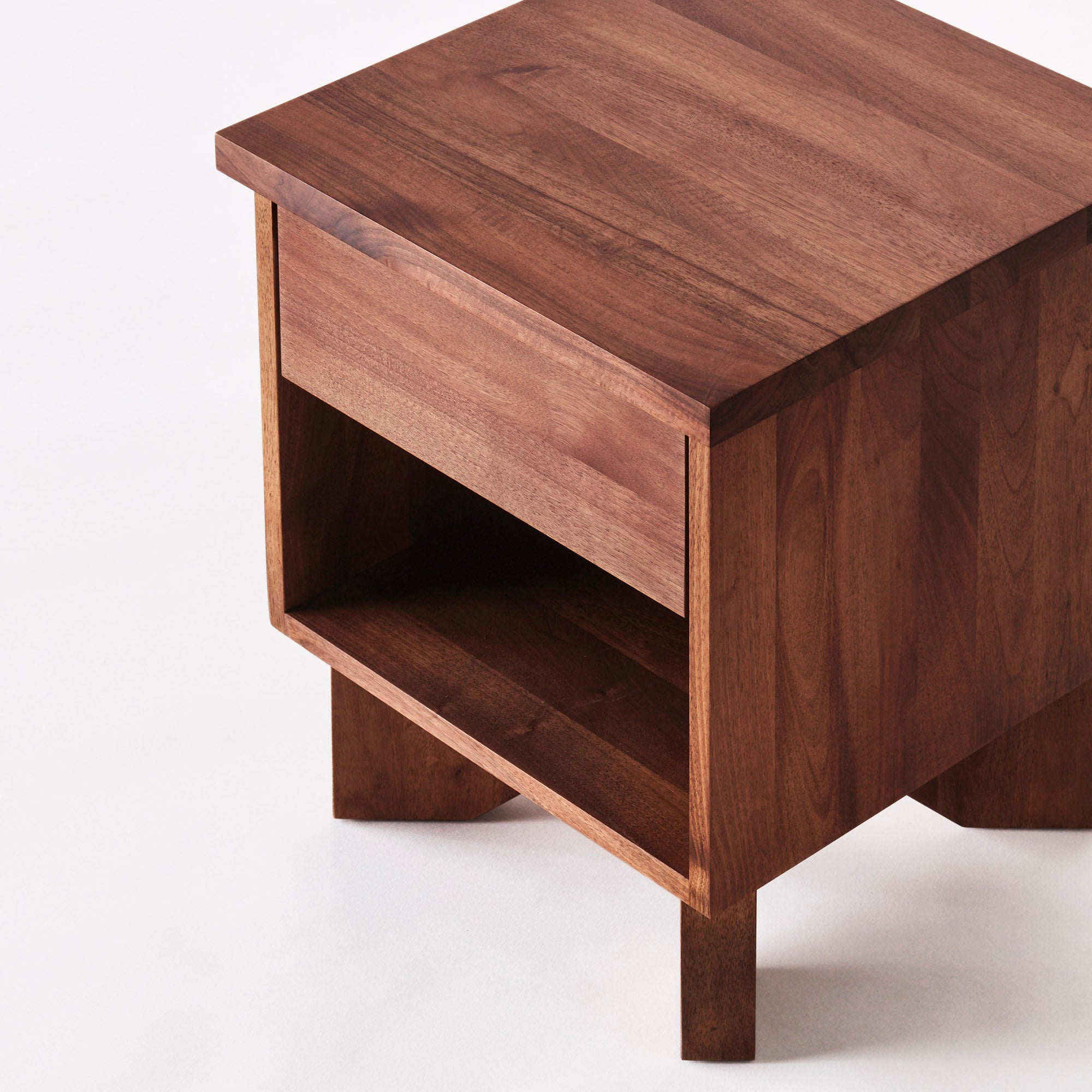 V Bedside Table - Walnut - Dusty Deco