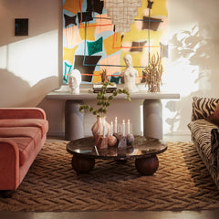 Sphere Round Sofa Table - Emperador - Dusty Deco