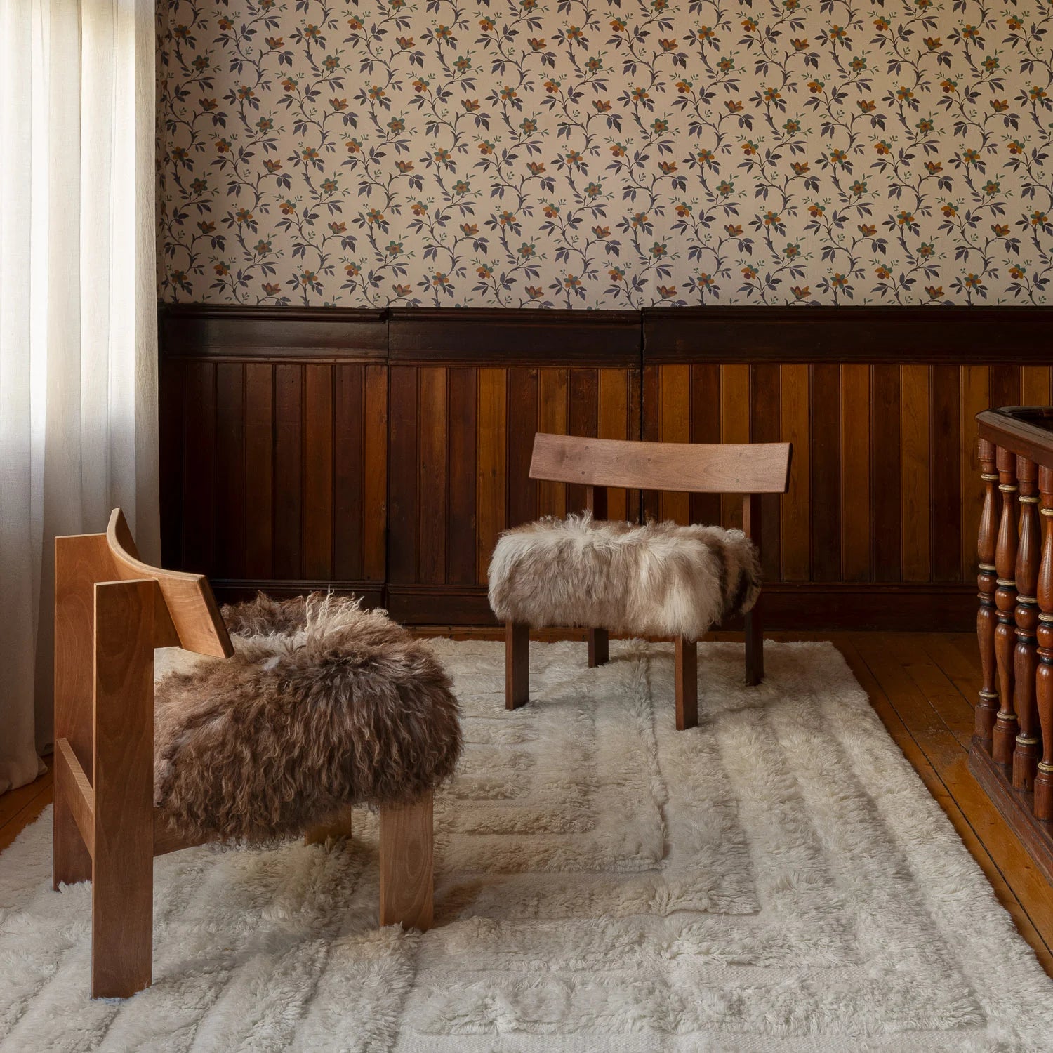 Shaggy Labyrinth Rug - White - Dusty Deco