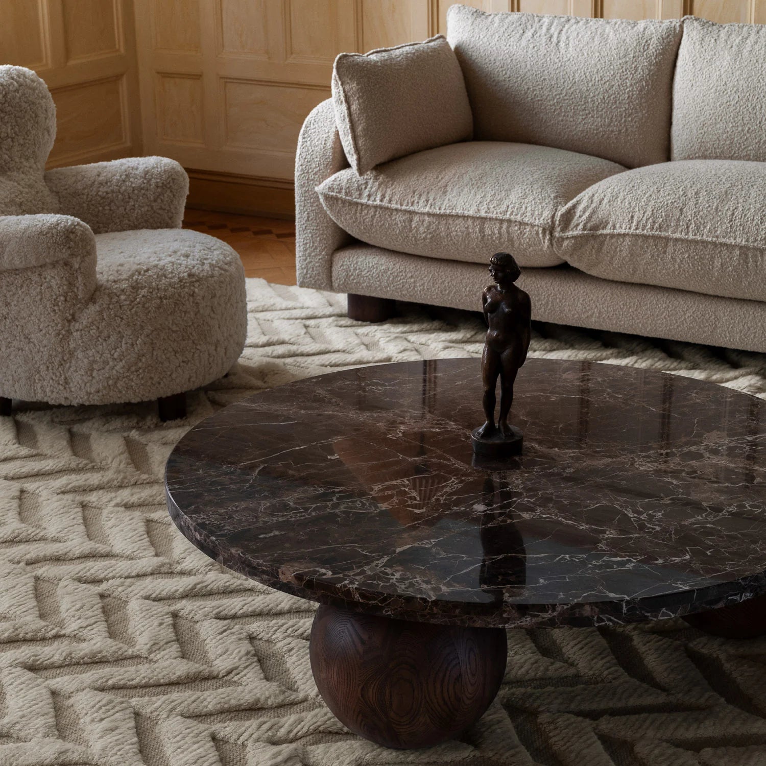 Sphere Round Sofa Table - Emperador - Dusty Deco