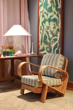 Bamboo Lounge Chair - Green Striped - Dusty Deco