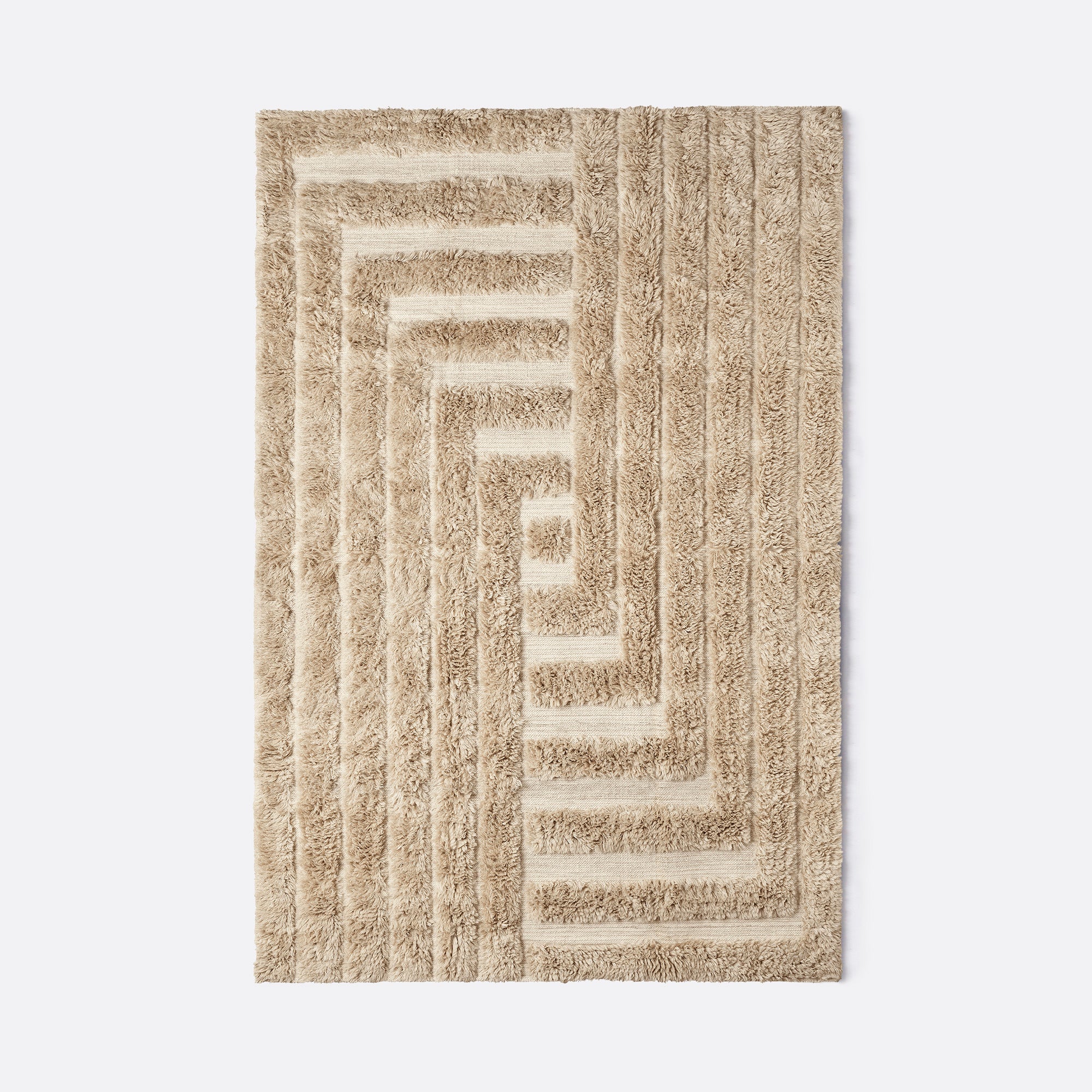 Shaggy Labyrinth Rug - Beige - Dusty Deco