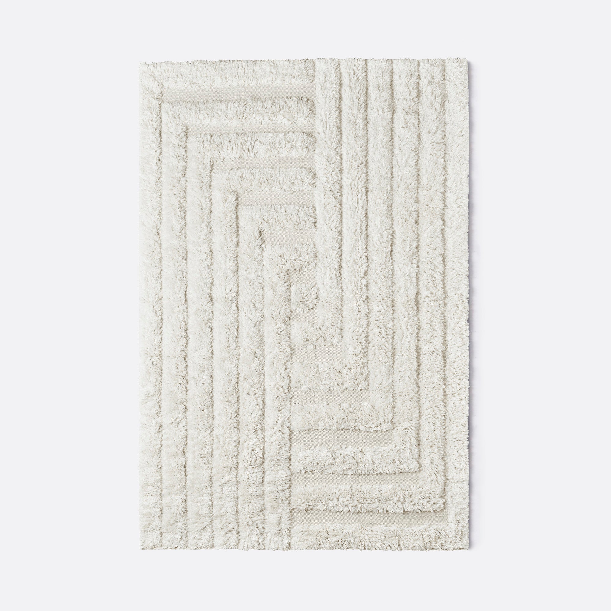 Shaggy Labyrinth Rug - White - Dusty Deco
