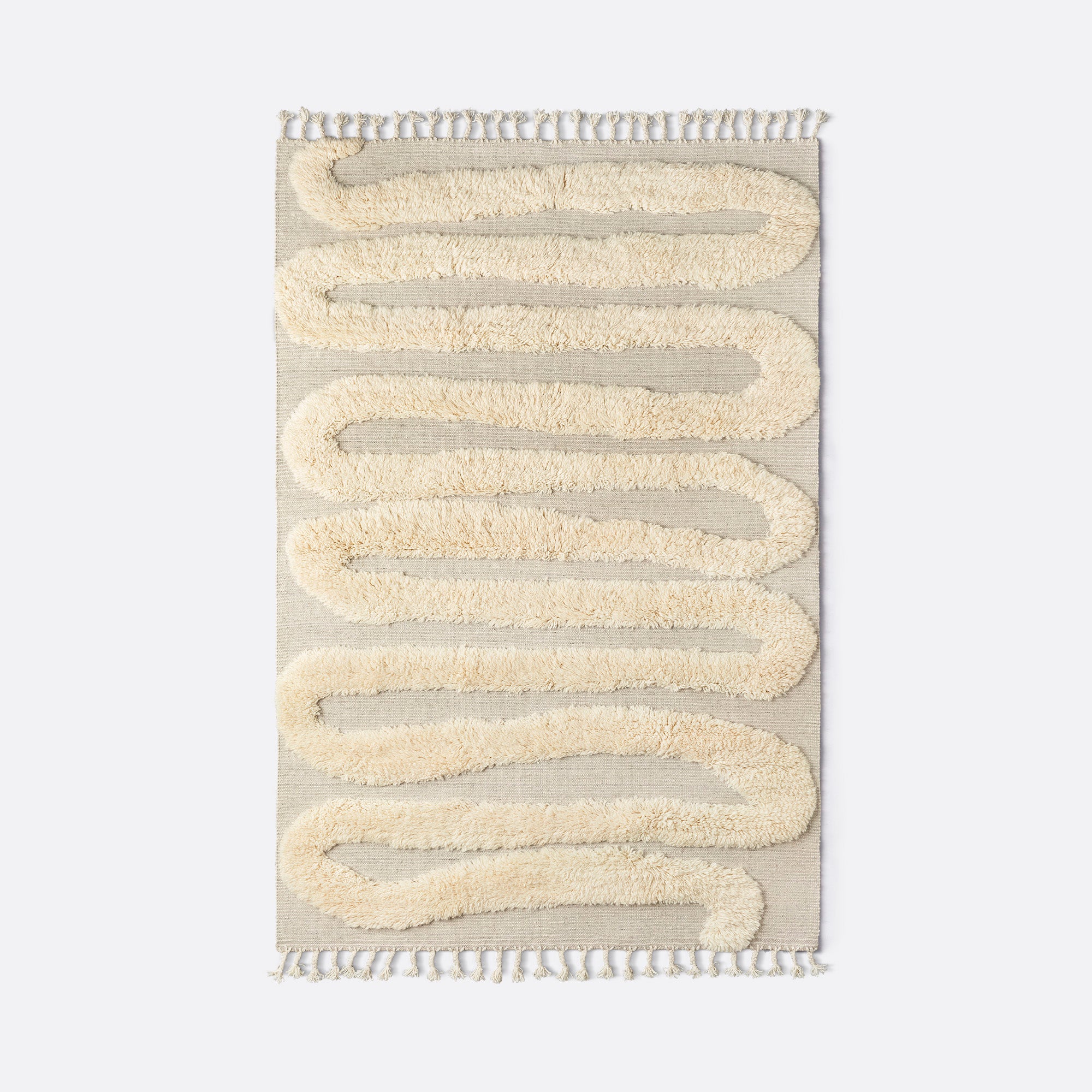 Snake Rya Rug - Off White - Dusty Deco