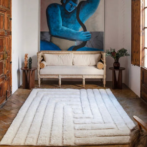 Shaggy Labyrinth Rug - White - Dusty Deco