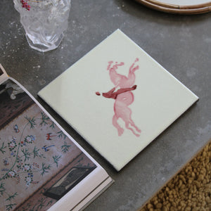 File Under Pop - Lava Stone Board -  "The Guest House" Pink Horse Trivet