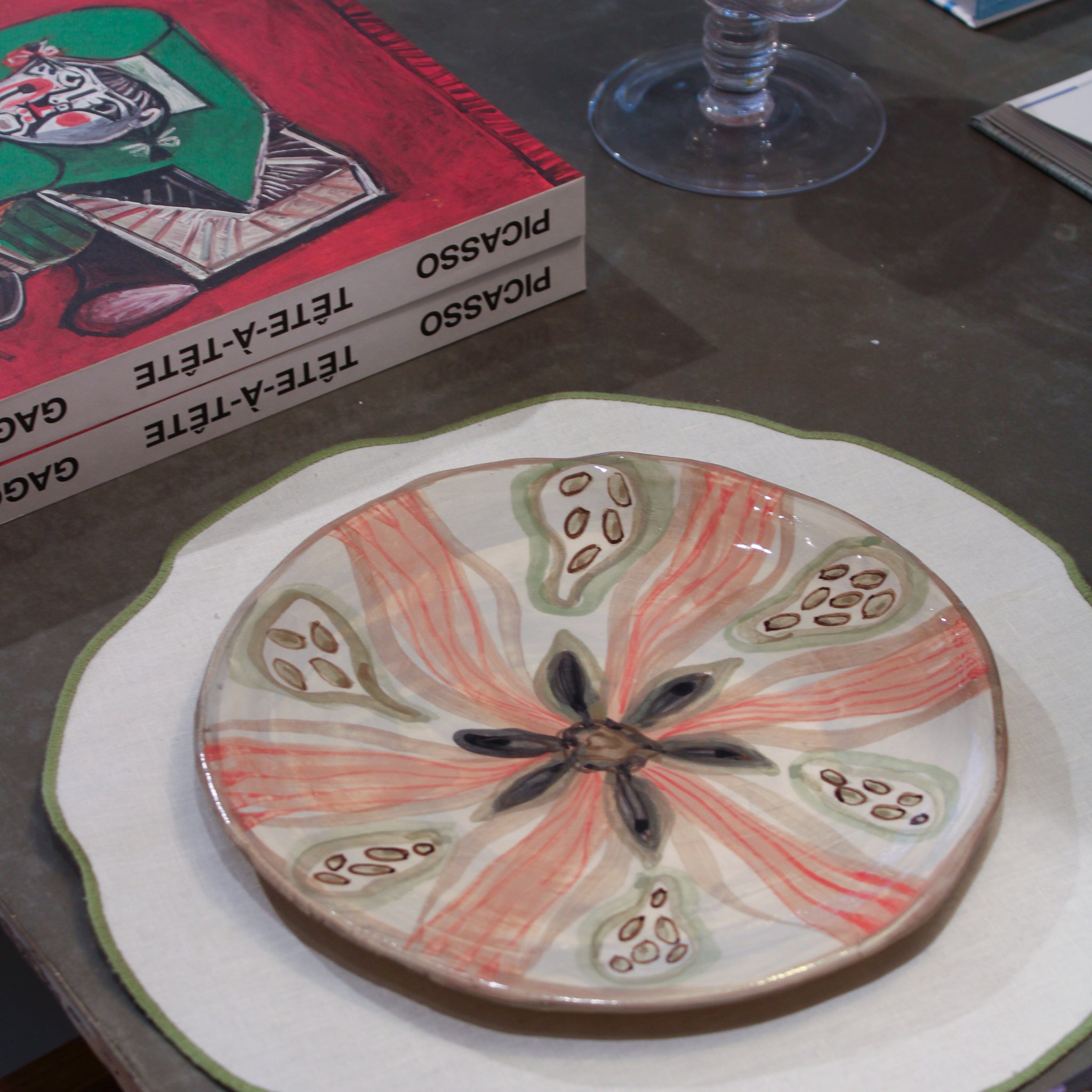 Håndlavet stor tallerken - 06 - unika keramik