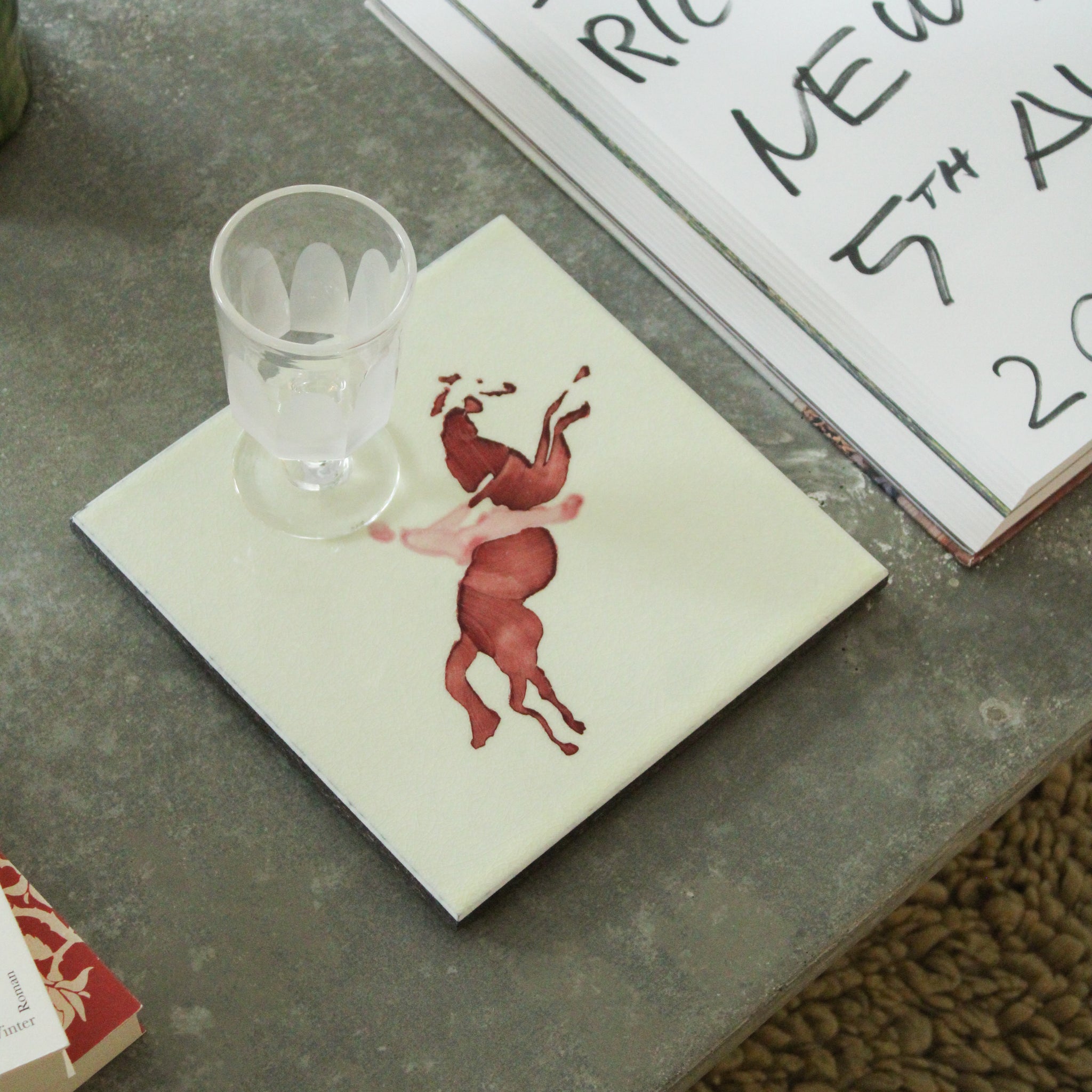 File Under Pop - Lava Stone Board -  "The Guest House" Pink Horse Trivet 2