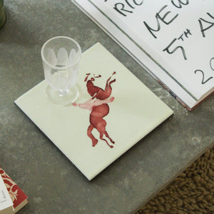 File Under Pop - Lava Stone Board -  "The Guest House" Pink Horse Trivet 2