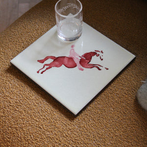 File Under Pop - Lava Stone Board -  "The Guest House" Pink Horse Trivet 2