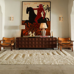 Shaggy Labyrinth Rug - White - Dusty Deco