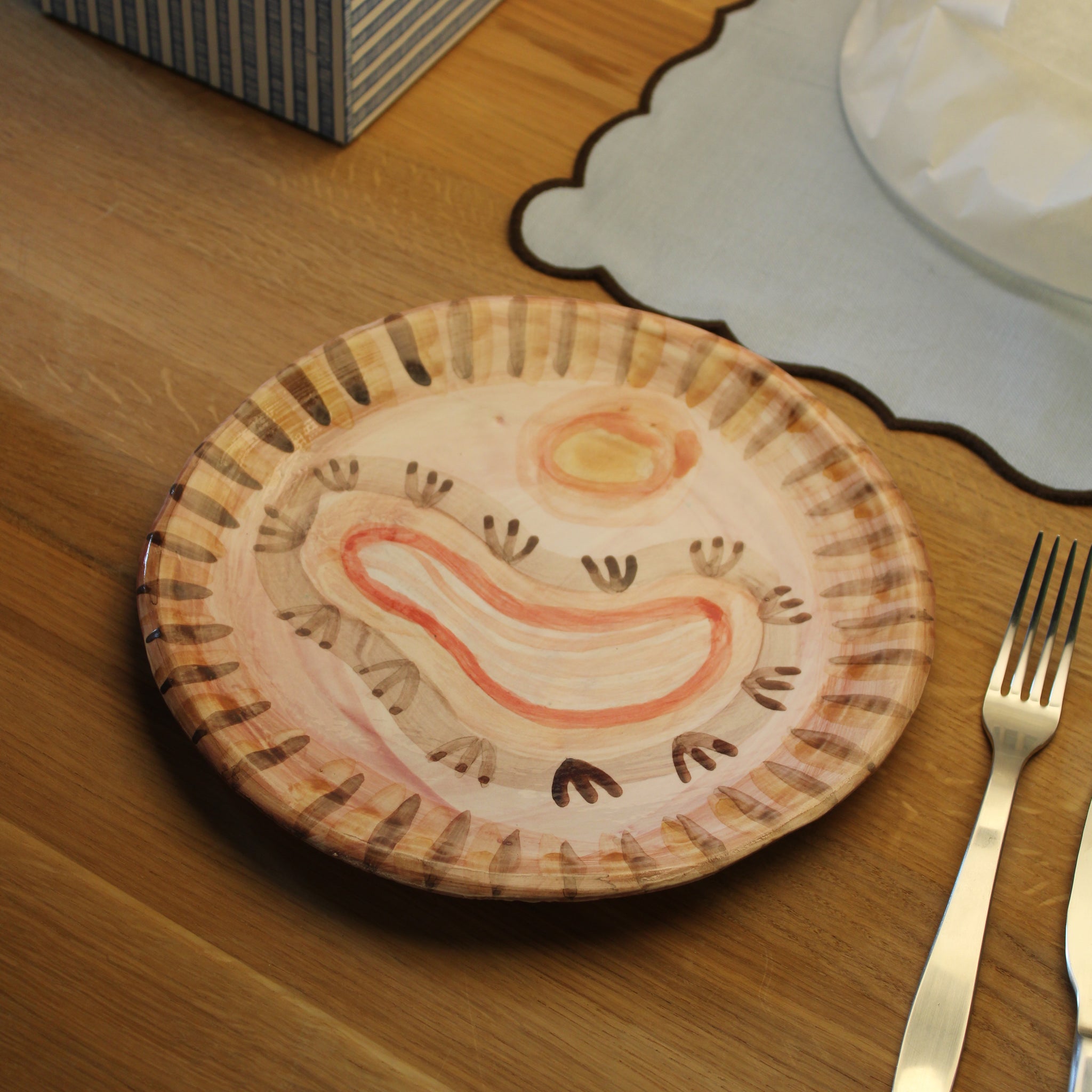 Håndlavet stor tallerken - 11 - unika keramik